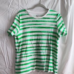 Kim Rogers White and Green Striped Kids Tee